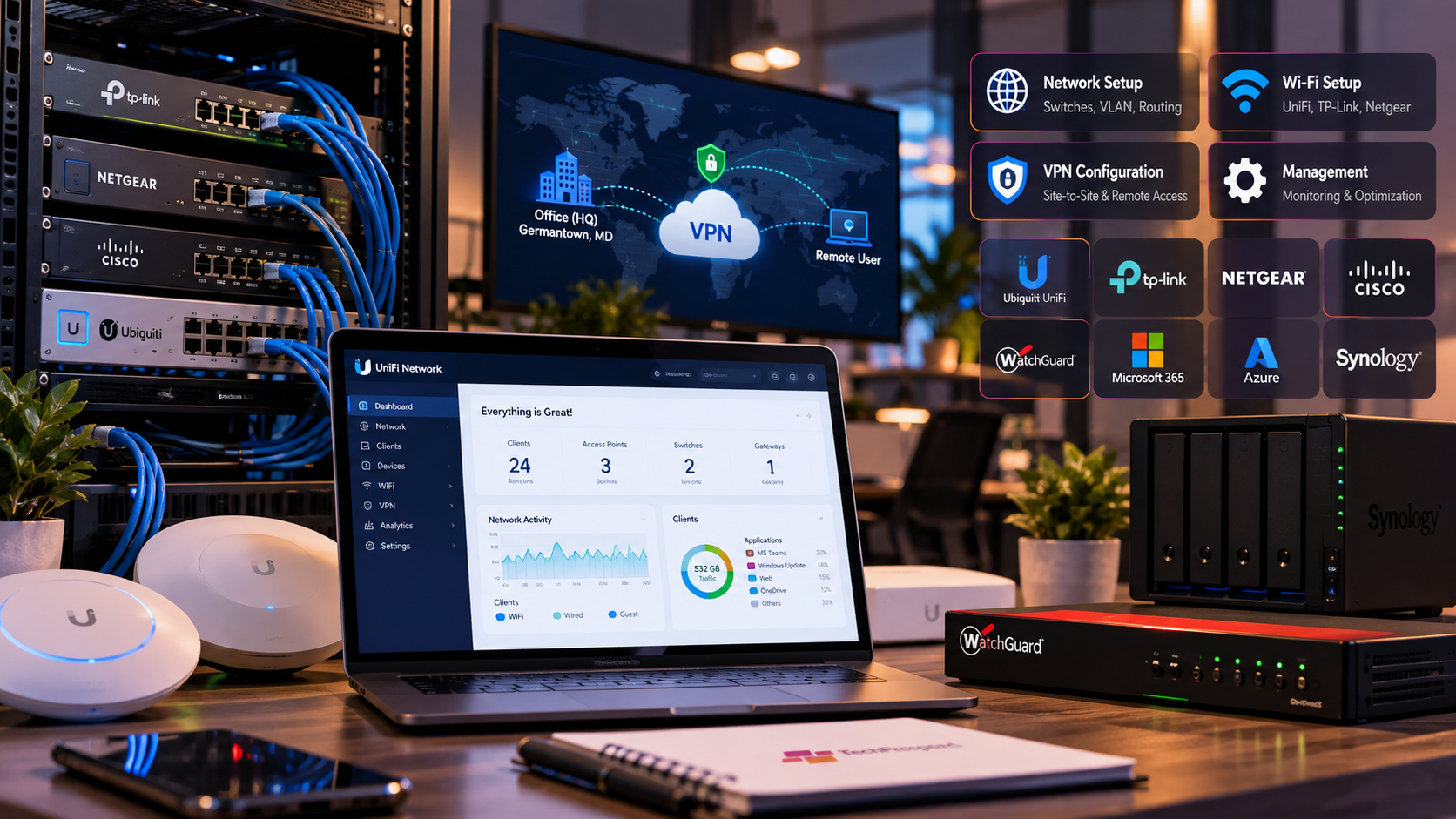 Network, WiFi , VPN Setup & Management
